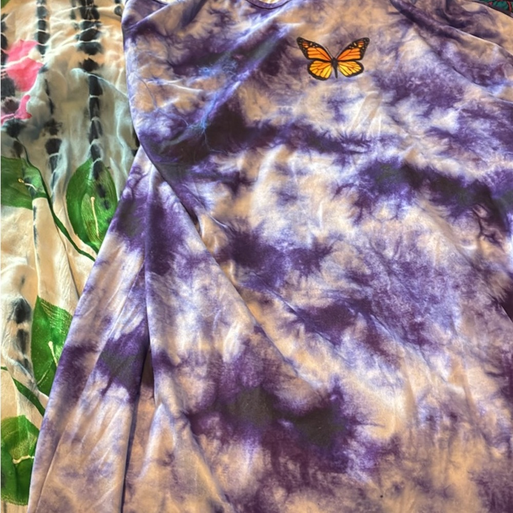 Purple Tie-Dye Dress with Butterfly Patch